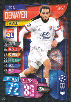 Jason Denayer Olympique Lyonnais 2019/20 Topps Match Attax CL #LYO3